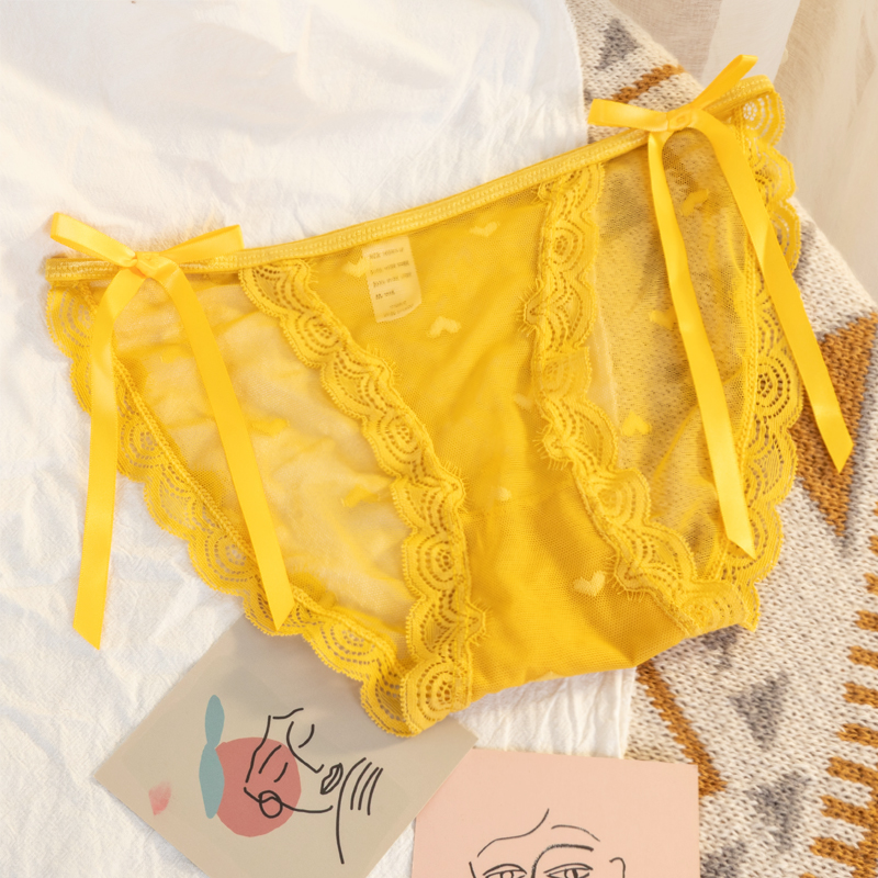 Sheer Lace Cheeky Panty with Bow Detail  Castello Clothing Line   