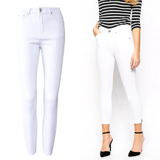 White Cropped Skinny Jeans  Castello Clothing Line   