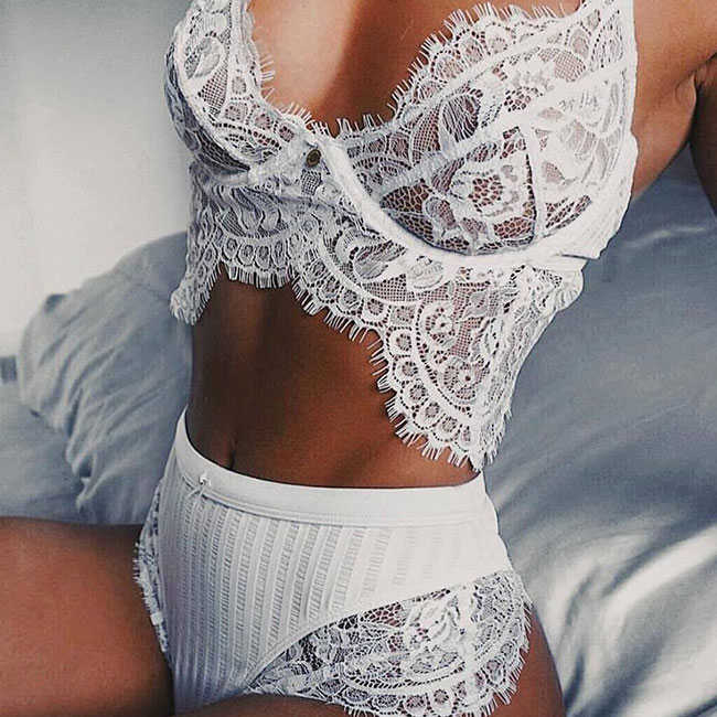 Seamless Lace Bra & High Waist Panty Set  Castello Clothing Line   