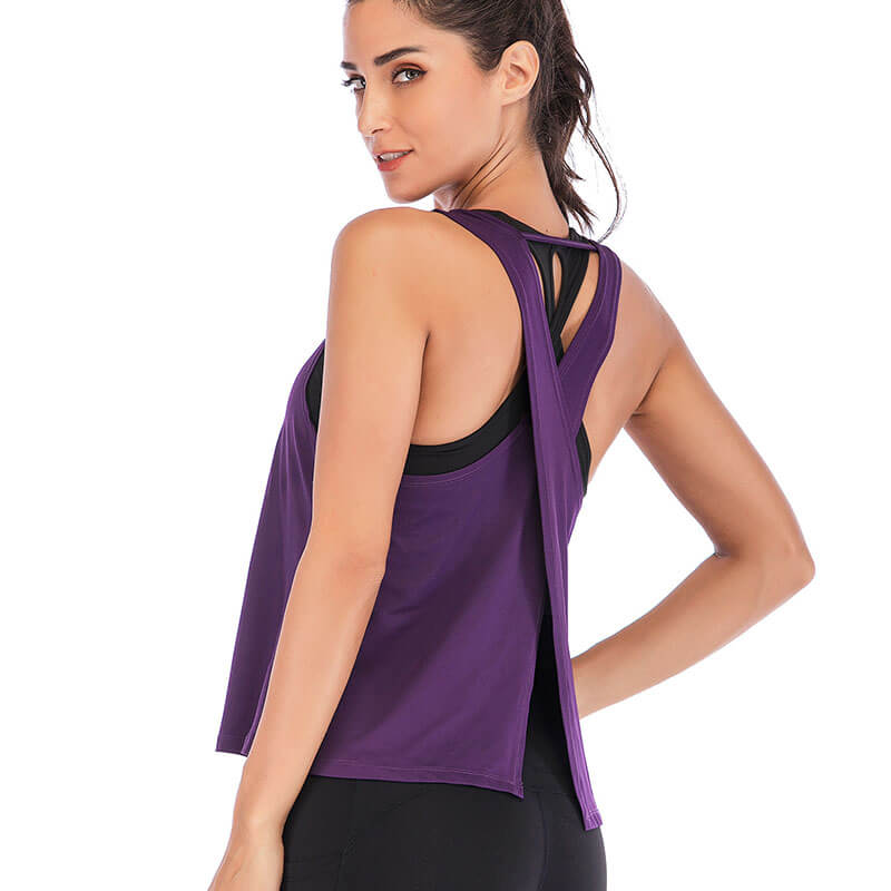 Kate Sleeveless Open Back Wrap Tie Tank Top workout tops and t-shirts Castello Clothing Line