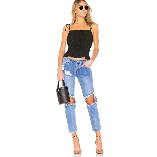Ripped Boyfriend Jeans  Castello Clothing Line   