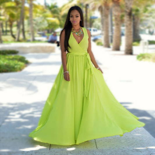 Jolie V-Neck Sleeveless Slit Maxi Dress maxi dress Castello Clothing Line
