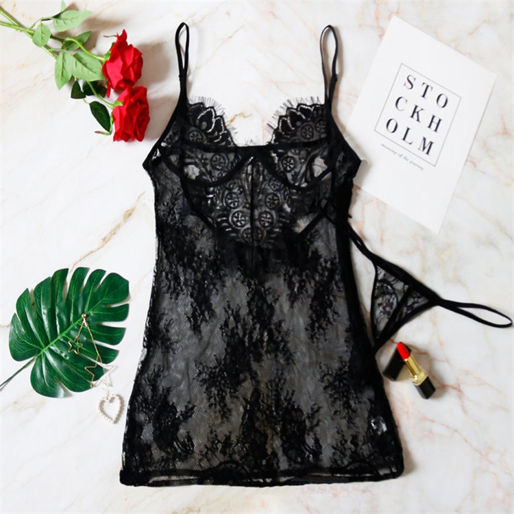 Sheer Lace Night Dress Lingerie Set - Cut Out Back - Lace/Spandex - Sexy & Seductive  Castello Clothing Line   