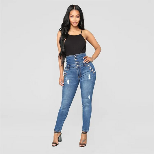 Super High Waist Skinny Jeans  Castello Clothing Line   