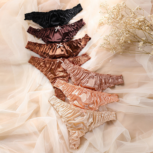 Satin Ruffle T Back Thong  Castello Clothing Line   