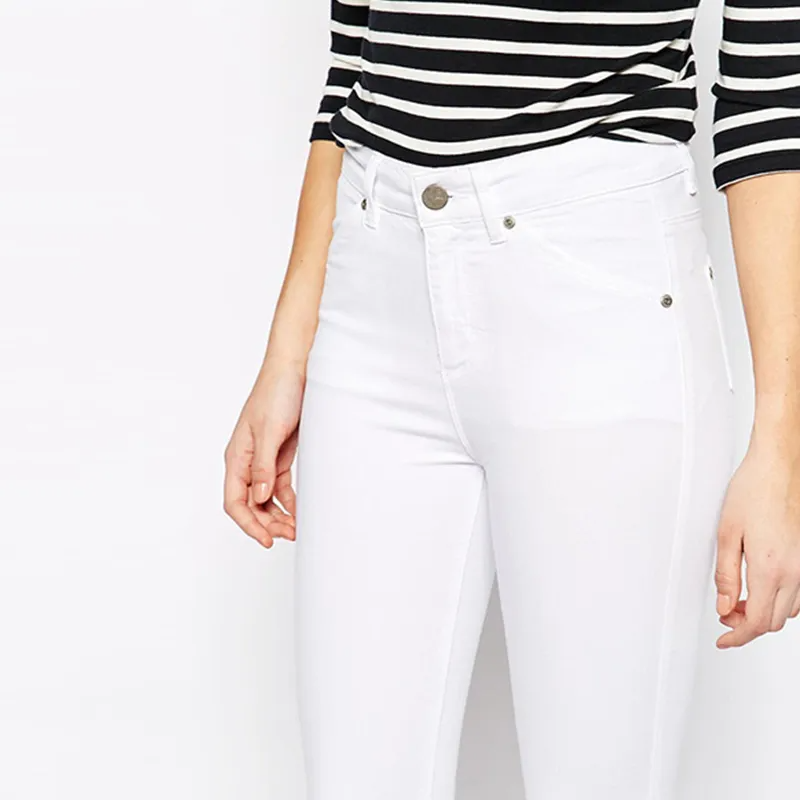 White Cropped Skinny Jeans  Castello Clothing Line   