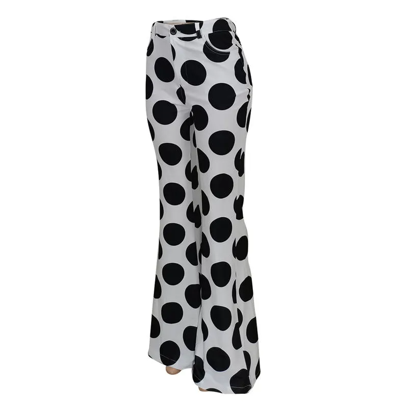 Valentina High-Waisted Polka Dot Flared Pants Castello Clothing Line