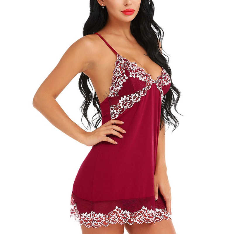 V Neck Floral Lace Sleep Dress  Castello Clothing Line   