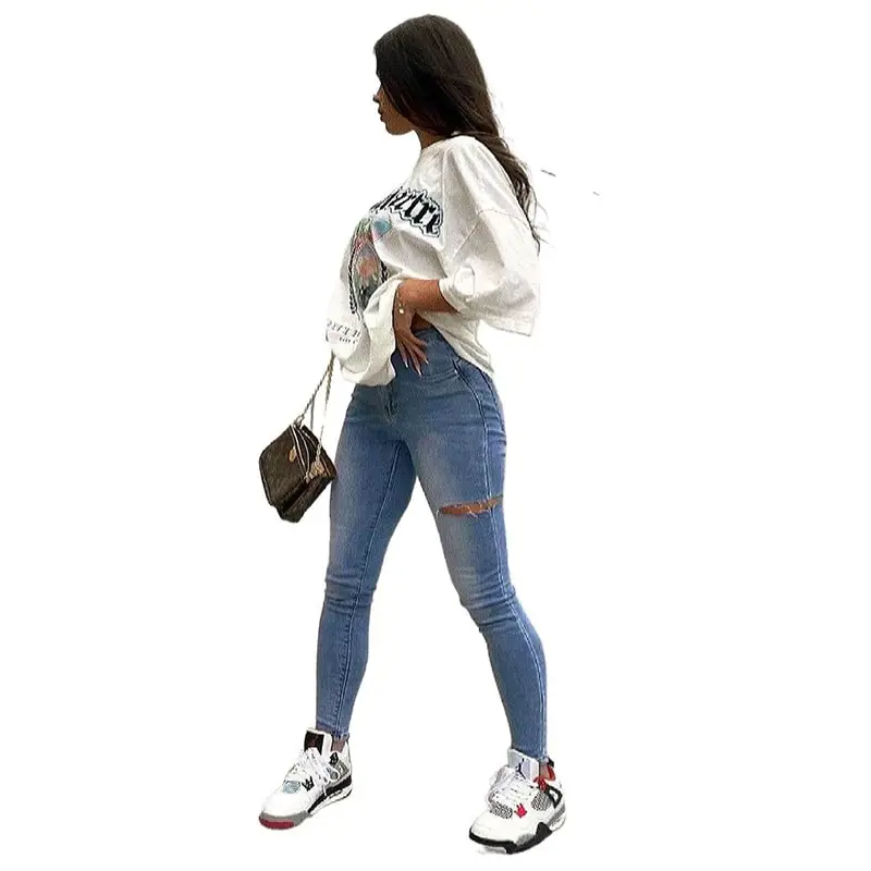 Stretchy Ripped Skinny Jeans  Castello Clothing Line   