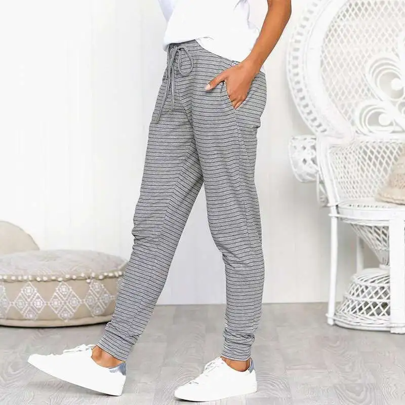 Ivy High-Waist Striped Drawstring Lounge Pants Castello Clothing Line