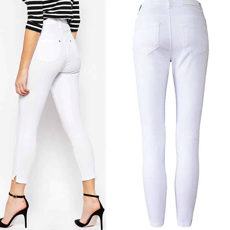 White Cropped Skinny Jeans  Castello Clothing Line   