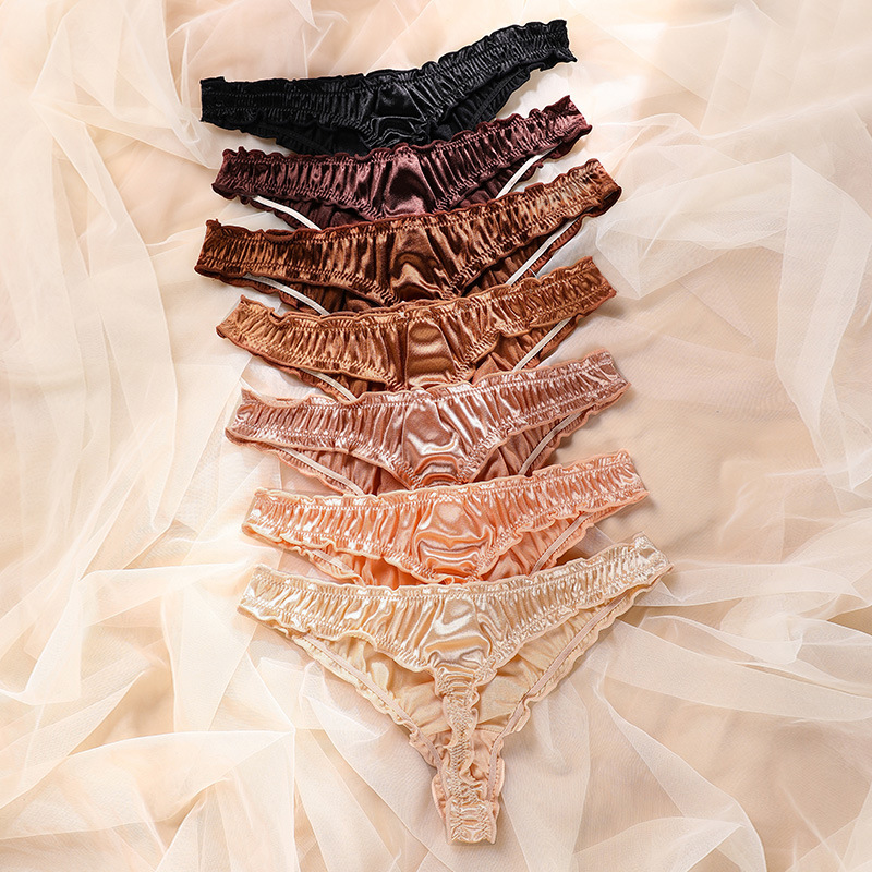 Satin Ruffle T Back Thong  Castello Clothing Line   
