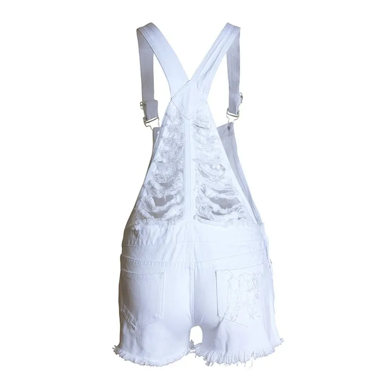 Riley Distressed Denim Ripped Short Overalls overalls Castello Clothing Line