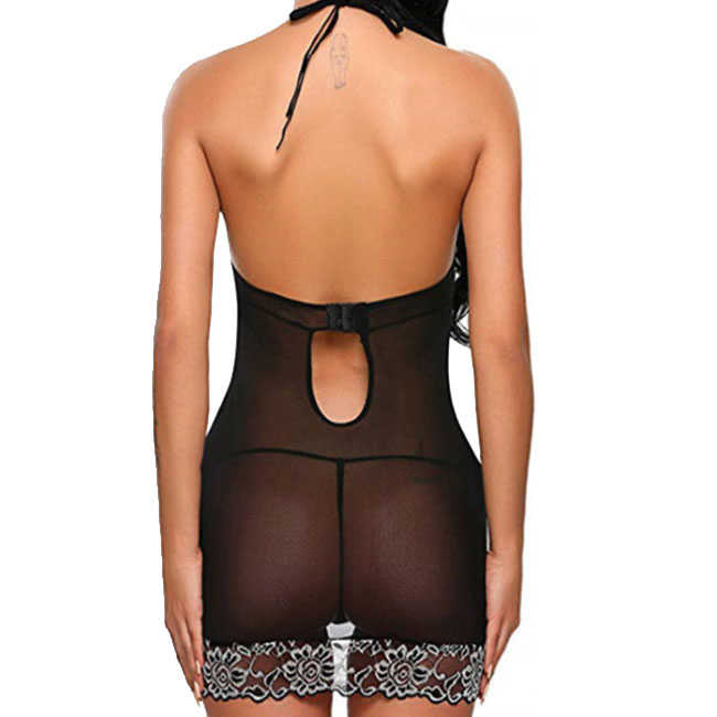 Sheer V-Neck Lace Detailed Nightie  Castello Clothing Line   