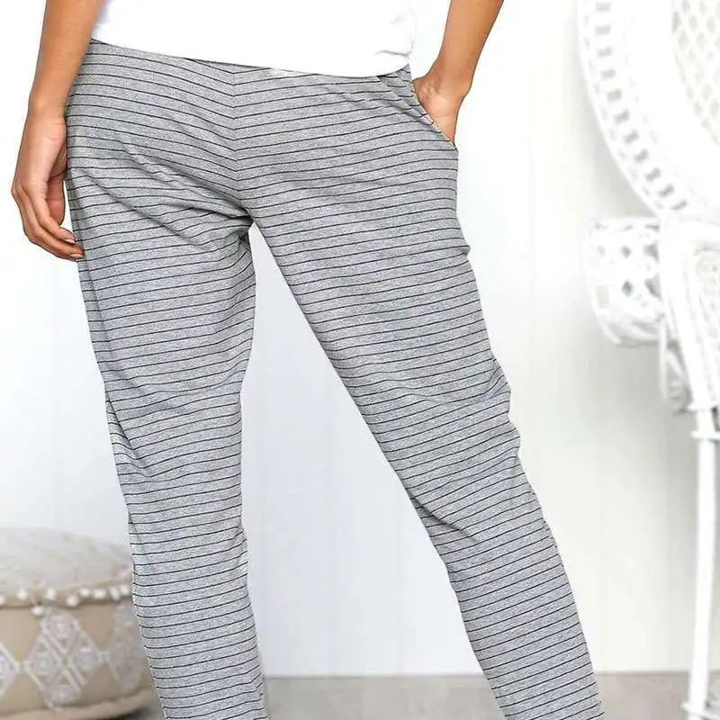Ivy High-Waist Striped Drawstring Lounge Pants Castello Clothing Line