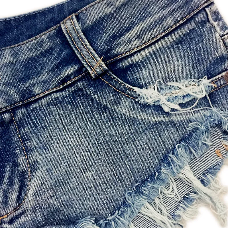 Sylo Low-Rise Cheeky Ripped Denim Shorts booty shorts Castello Clothing Line