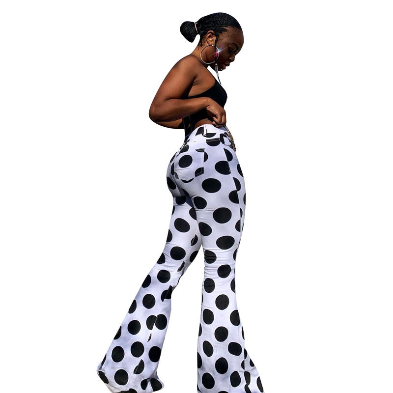 Valentina High-Waisted Polka Dot Flared Pants Castello Clothing Line