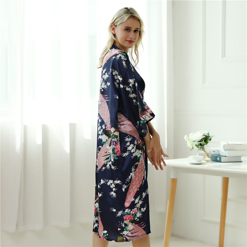 Eternal Blossom Floral Satin Kimono Robe  Castello Clothing Line   