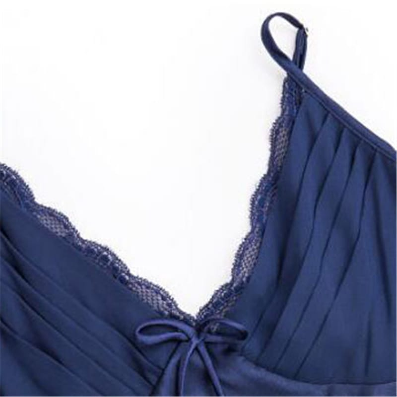 V Neck Side Slit Silk Nightgown  Castello Clothing Line   