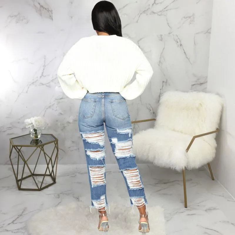 Stone Wash Ripped Skinny Jeans  Castello Clothing Line   