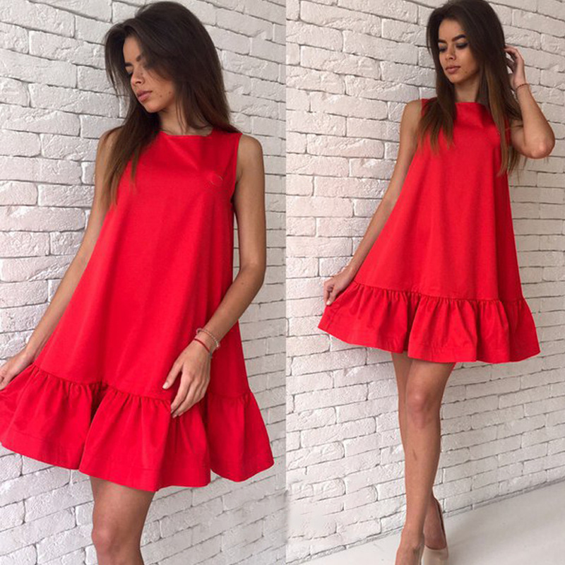 Ella Sleeveless A-Line Mini Ruffle Hem Dress Castello Clothing Line