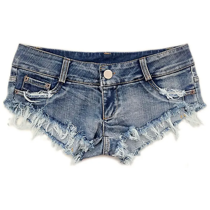 Sylo Low-Rise Cheeky Ripped Denim Shorts booty shorts Castello Clothing Line